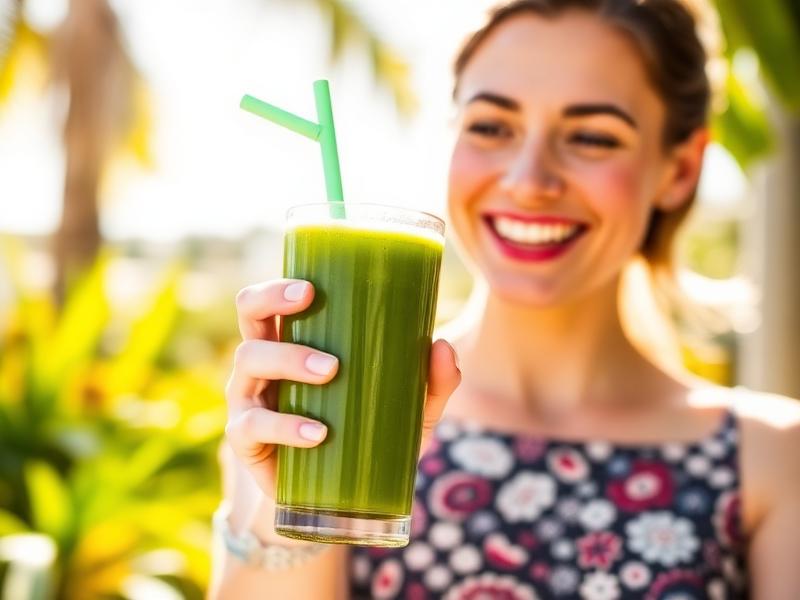 Happy customer with green juice